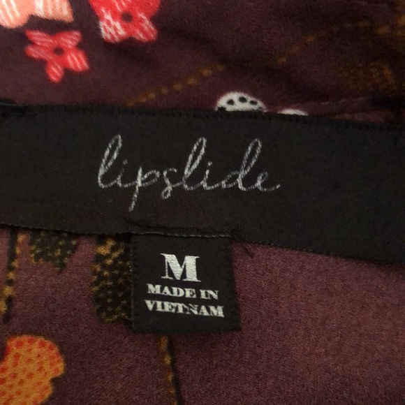 Lipslide Purple Floral Choker Bell Sleeve Top sz M - Picture 9 of 10